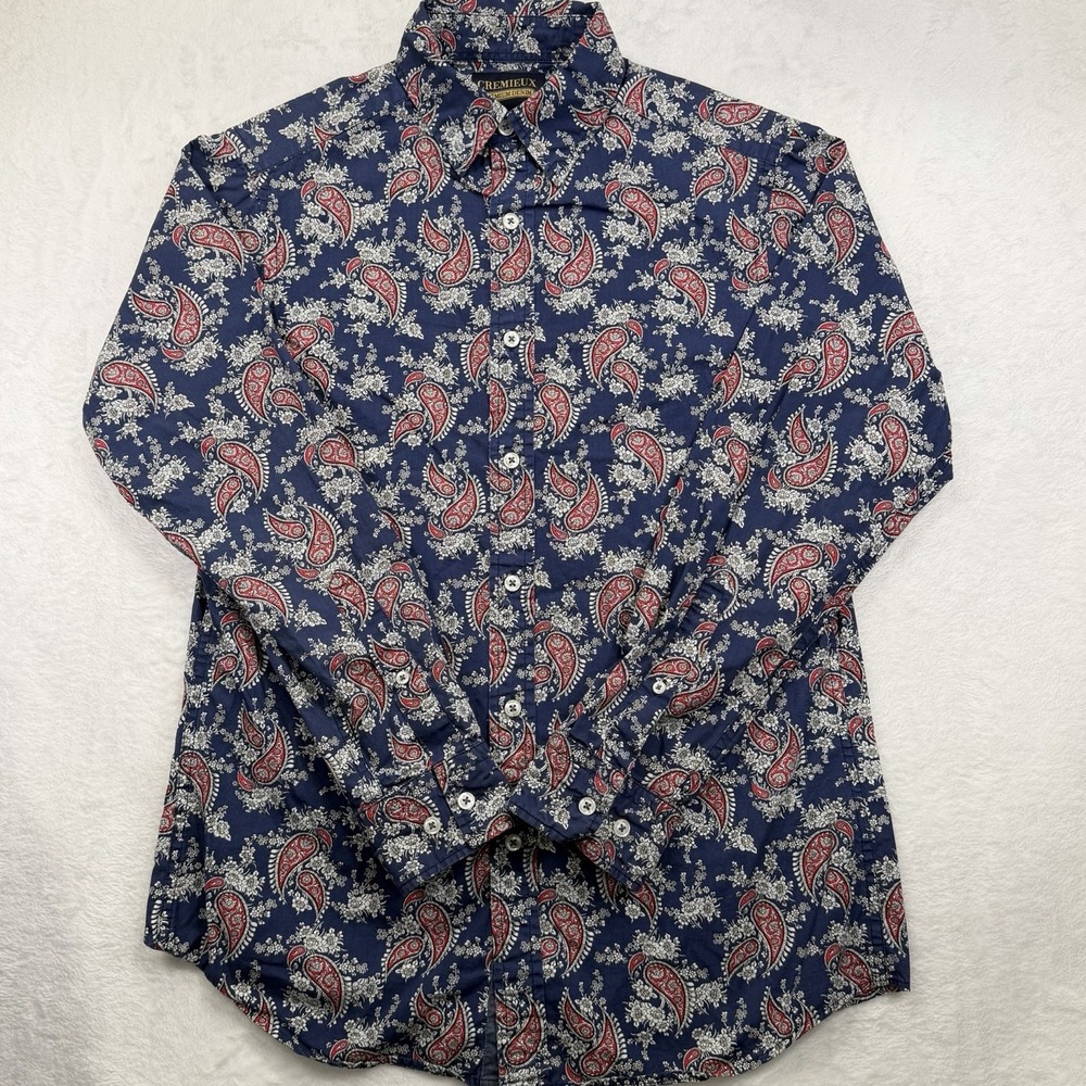 Cremieux Premium Denim Long Sleeve Button Up Paisley Shirt Men's Size S